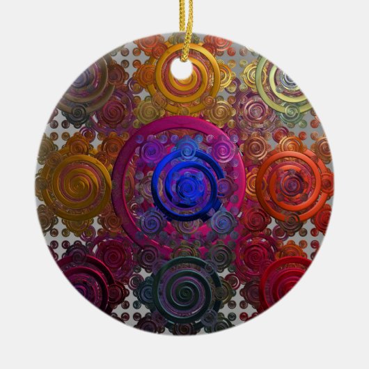 Farbenfrohe Gestaltung der Keramik von Rundplatten Ornament (Vorne)