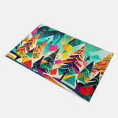 Farbenfrohe Gestaltung der Weihnachtsbäume Fußmatte (Schrägansicht)