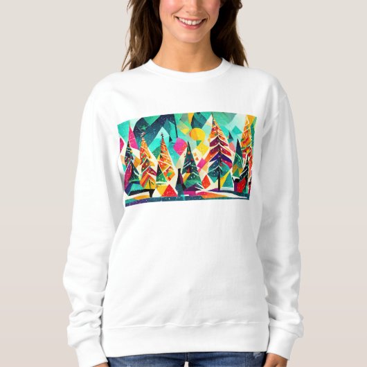 Farbenfrohe Gestaltung der Weihnachtsbäume Sweatshirt (Vorderseite)