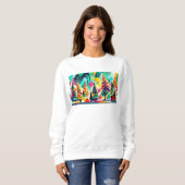 Farbenfrohe Gestaltung der Weihnachtsbäume Sweatshirt (Vorne ganz)