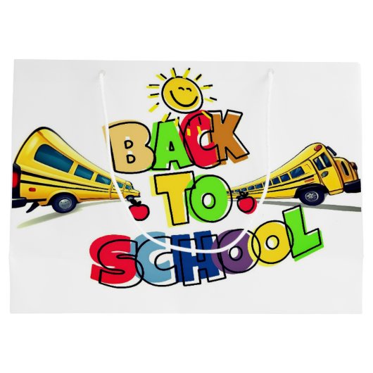 Farbenfrohe Gestaltung des Cartoon in der Schule Große Geschenktüte (Rückseite)