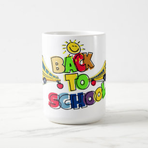 Farbenfrohe Gestaltung des Cartoon in der Schule Kaffeetasse