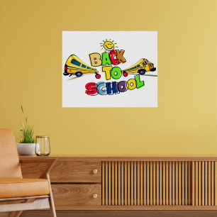 Farbenfrohe Gestaltung des Cartoon in der Schule Poster