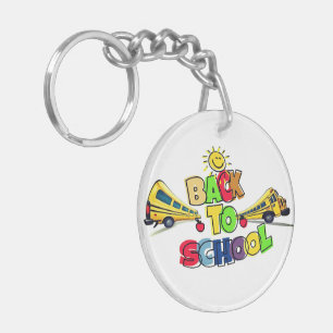 Farbenfrohe Gestaltung des Cartoon in der Schule Schlüsselanhänger