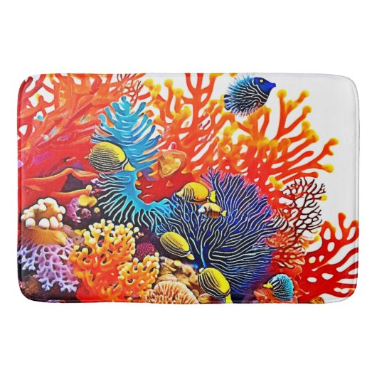Farbenfrohe Gestaltung des Unterwasserlebens Badematte (Vorderseite)