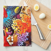 Farbenfrohe Gestaltung des Unterwasserlebens Geschirrtuch (Viertel Falte)