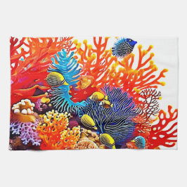 Farbenfrohe Gestaltung des Unterwasserlebens Geschirrtuch
