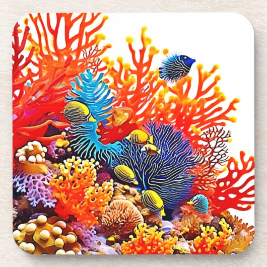 Farbenfrohe Gestaltung des Unterwasserlebens Getränkeuntersetzer (Vorderseite)