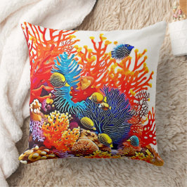 Farbenfrohe Gestaltung des Unterwasserlebens Kissen