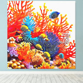 Farbenfrohe Gestaltung des Unterwasserlebens Leinwanddruck (Insitu (Holzboden))