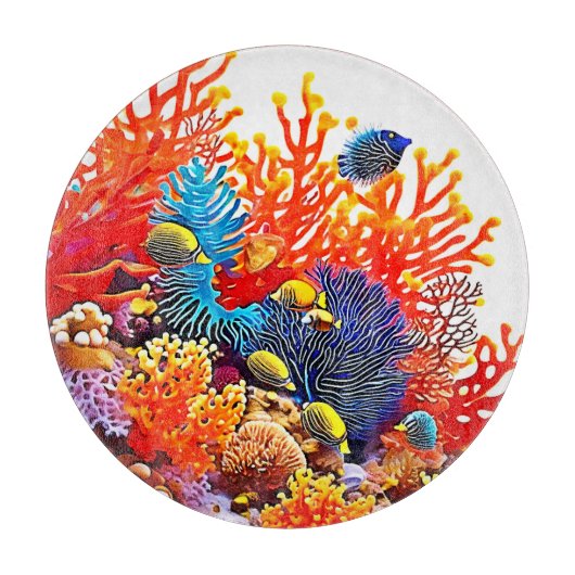 Farbenfrohe Gestaltung des Unterwasserlebens Schneidebrett (Vorderseite)