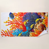Farbenfrohe Gestaltung des Unterwasserlebens Strandtuch (Vorderseite)