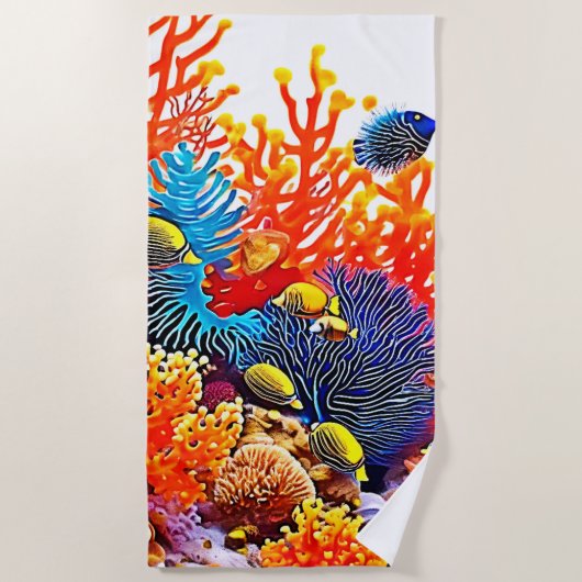 Farbenfrohe Gestaltung des Unterwasserlebens Strandtuch (Vorderseite)