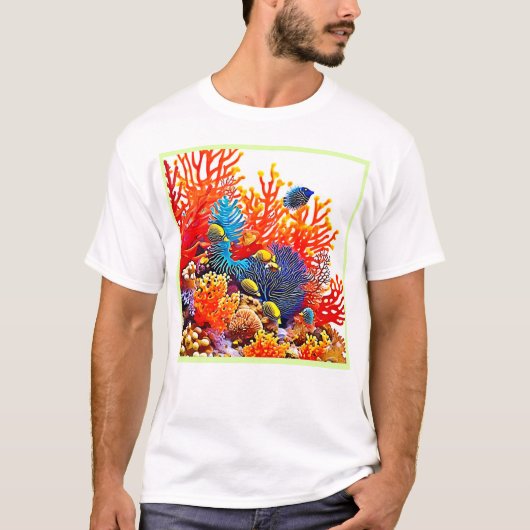 Farbenfrohe Gestaltung des Unterwasserlebens T-Shirt (Vorderseite)