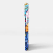 Farbenfrohe gestanzte Glasblumen Botanische Kunst iPhone Hülle (Linke Seite)