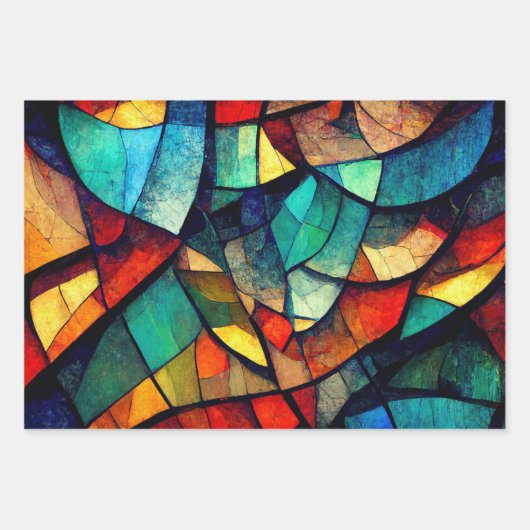 Farbenfrohe gestanzte Glasentnahme Geschenkpapier Set (Vorderseite 3)