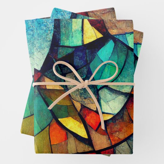 Farbenfrohe gestanzte Glasentnahme Geschenkpapier Set (Beispiel)