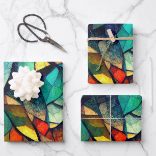 Farbenfrohe gestanzte Glasentnahme Geschenkpapier Set