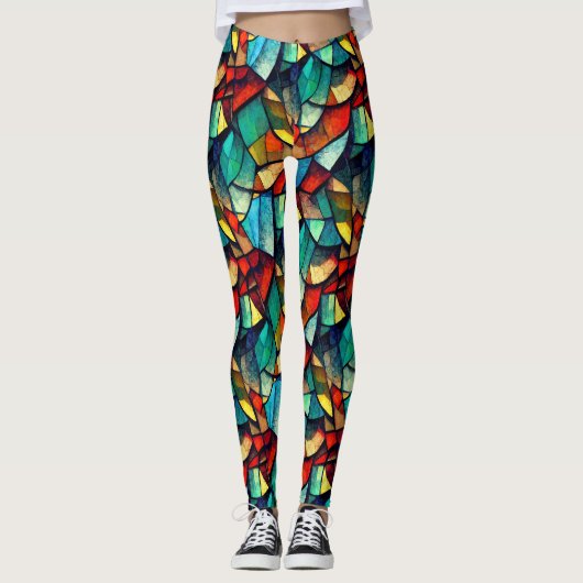 Farbenfrohe gestanzte Glasentnahme Leggings (Vorderseite)