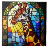 Farbenfrohe gestanzte Gläser Giraffe Tierkunst Fliese (Vorderseite)