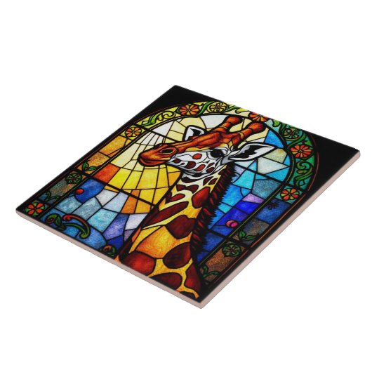 Farbenfrohe gestanzte Gläser Giraffe Tierkunst Fliese (Seite)