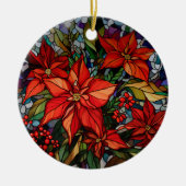 Farbenfrohe gestanzte Gläser Poinsettias & Holly Keramik Ornament (Vorne)