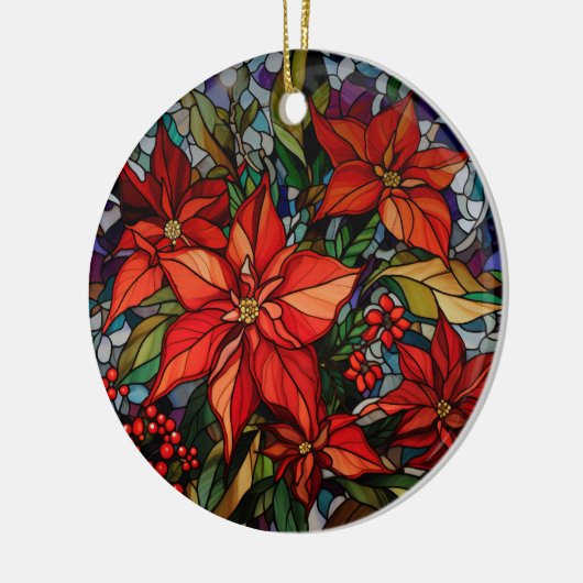 Farbenfrohe gestanzte Gläser Poinsettias & Holly Keramik Ornament (Links)