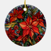 Farbenfrohe gestanzte Gläser Poinsettias & Holly Keramik Ornament (Hinten)