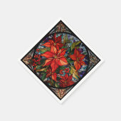 Farbenfrohe gestanzte Gläser Poinsettias & Holly Serviette (Ecke)