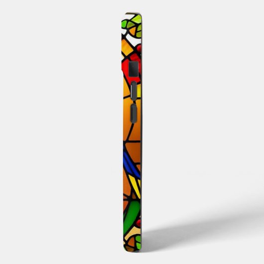 Farbenfrohe gestanzte Glaskunst mit Vögeln Case-Mate iPhone Hülle (Rückseite / Links)