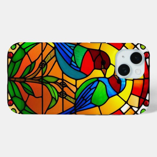 Farbenfrohe gestanzte Glaskunst mit Vögeln Case-Mate iPhone Hülle (Rückseite (Horizontal))