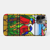 Farbenfrohe gestanzte Glaskunst mit Vögeln Case-Mate iPhone Hülle (Rückseite (Horizontal))
