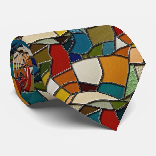 Farbenfrohe gestanzte Glasmosaikkunst Krawatte (Gerollt)