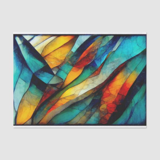 Farbenfrohe gestanzte Glasmosaikkunst Seidenpapier (Vorderseite)