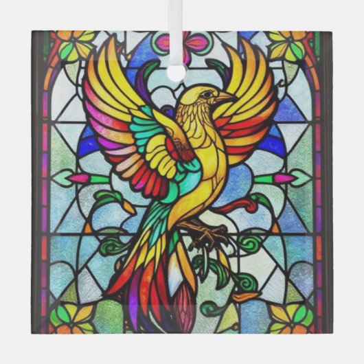 Farbenfrohe gestanzte Glass Bird Tier Inspiriert Ornament Aus Glas (Vorderseite)