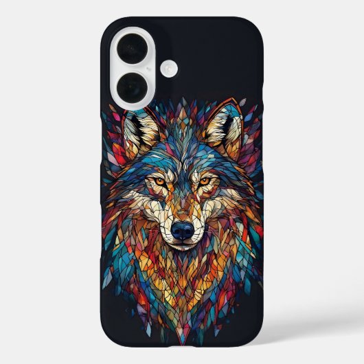 Farbenfrohe gestanzte Glass Wolf Kopf Case-Mate iPhone Hülle (Rückseite)