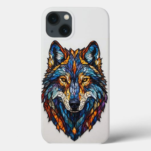 Farbenfrohe gestanzte Glass Wolf Kopf Case-Mate iPhone Hülle (Rückseite)