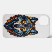 Farbenfrohe gestanzte Glass Wolf Kopf Case-Mate iPhone Hülle (Rückseite (Horizontal))