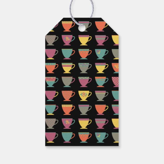 Farbenfrohe gestapelte Tasse, Retro-Kaffeetasse Da Geschenkanhänger (Rückseite)