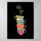 Farbenfrohe gestapelte Tee-/Kaffeebecher, dampfend Poster (Vorne)