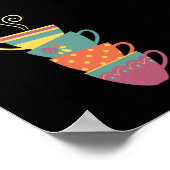 Farbenfrohe gestapelte Tee-/Kaffeebecher, dampfend Poster (Ecke)