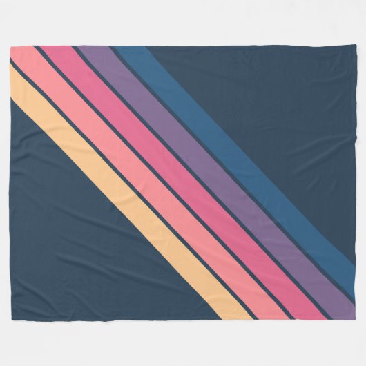 Farbenfrohe gestreifte 70er 80er Classic Retro Str Fleecedecke (Vorderseite (Horizontal))