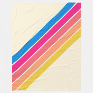 Farbenfrohe gestreifte 70er 80er Classic Retro Str Fleecedecke