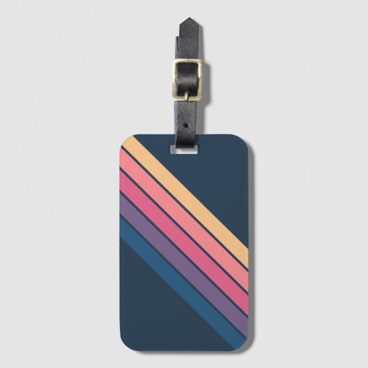 Farbenfrohe gestreifte 70er 80er Classic Retro Str Gepäckanhänger (Vorderseite Vertikal)