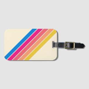 Farbenfrohe gestreifte 70er 80er Classic Retro Str Gepäckanhänger