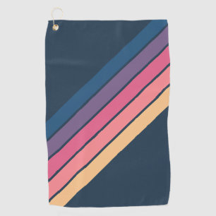 Farbenfrohe gestreifte 70er 80er Classic Retro Str Golfhandtuch