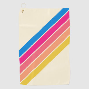 Farbenfrohe gestreifte 70er 80er Classic Retro Str Golfhandtuch