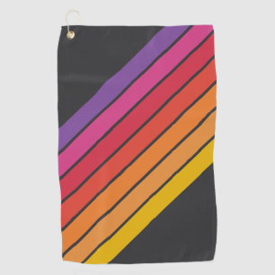 Farbenfrohe gestreifte 70er 80er Classic Retro Str Golfhandtuch