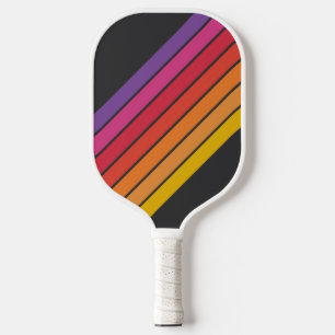 Farbenfrohe gestreifte 70er 80er Classic Retro Str Pickleball Schläger