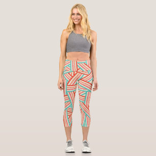 Farbenfrohe gestreifte Abstrakte Muster Capri Leggings